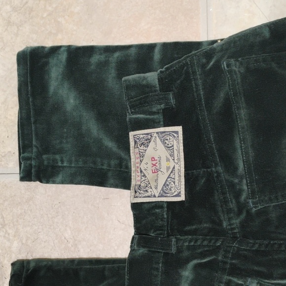 Express Forest Green Velvet Jeans Definitely Y2K - Picture 9 of 16